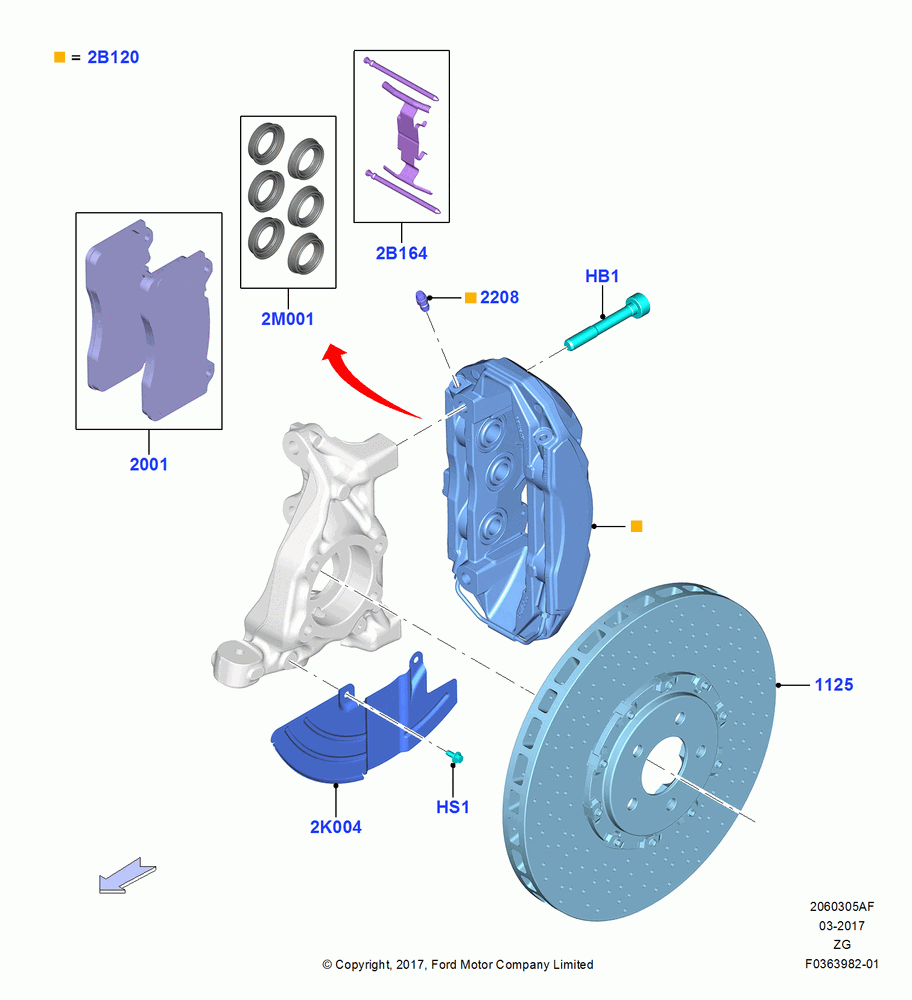 05AF - Front Brake Discs and Calipers, Standard SVT Series Brakes, SVT R Model Series Brakes, GT500 Series Brakes; 02/OCT/2017