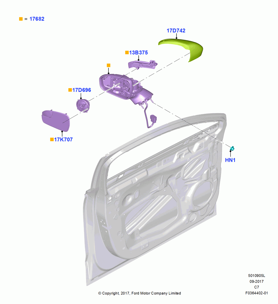 05L - Exterior Rear View Mirror, Dual Power/Heated/Memory Mirrors; 07/AUG/2017