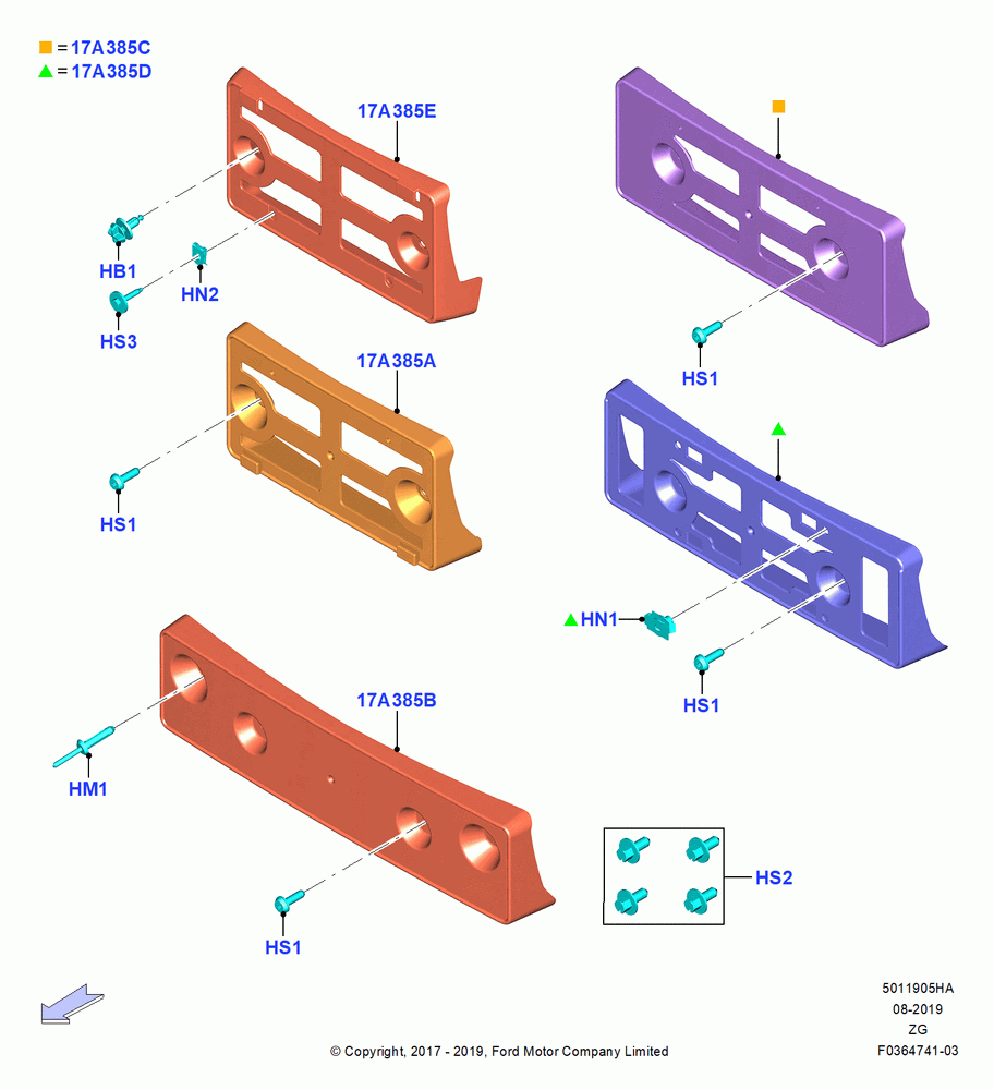 05HA - Radiator Grille and Front Bumper, Front License Plate Bracket; 02/OCT/2017