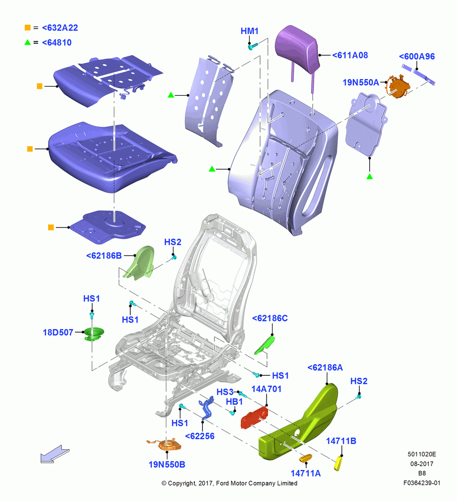 20E - Front Seat Pads/Valances & Heating, With Driver 10 Way Pwr Seat Adjust, Less Multi - Contour Seats; 25/SEP/2017