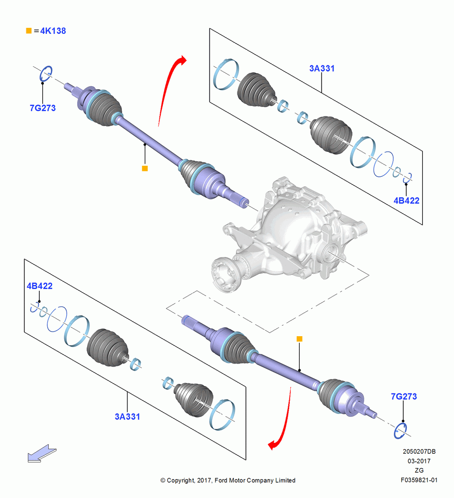 Rear Axle Halfshafts, 2.3L EcoBoost