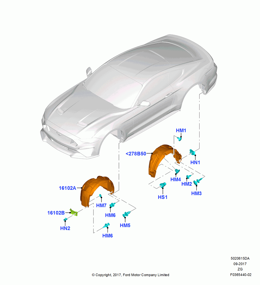 15DA - Splash and Heat Shields, 5.0L V8 32V DOHC EFI Modular, 2.3L EcoBoost, MOD 5.0L-4V DOHC SEFI NA, 2.3L Ecoboost, Splash Shield; 02/OCT/2017