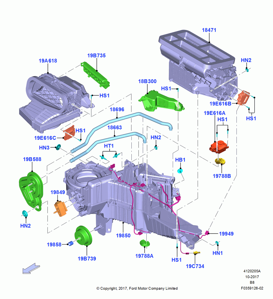 05A - Heater/Air Cond.External Components, Manual Front W/ Manual Rr Aux; 25/SEP/2017