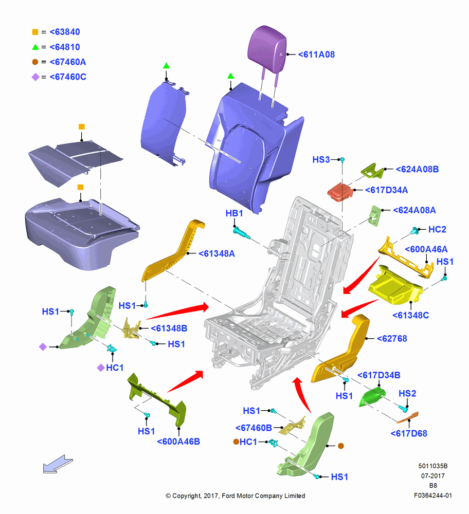 35B - Rear Seat Pads/Valances & Heating, 2nd Row 40-20-40 P/Fold Easy Entry, 40% Seat; 25/SEP/2017