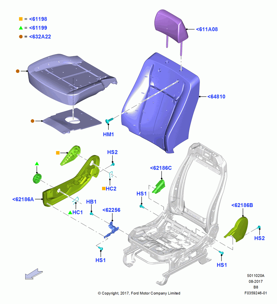 20A - Front Seat Pads/Valances & Heating, With Pass. 2 Way Manual Seat Adjust; 25/SEP/2017