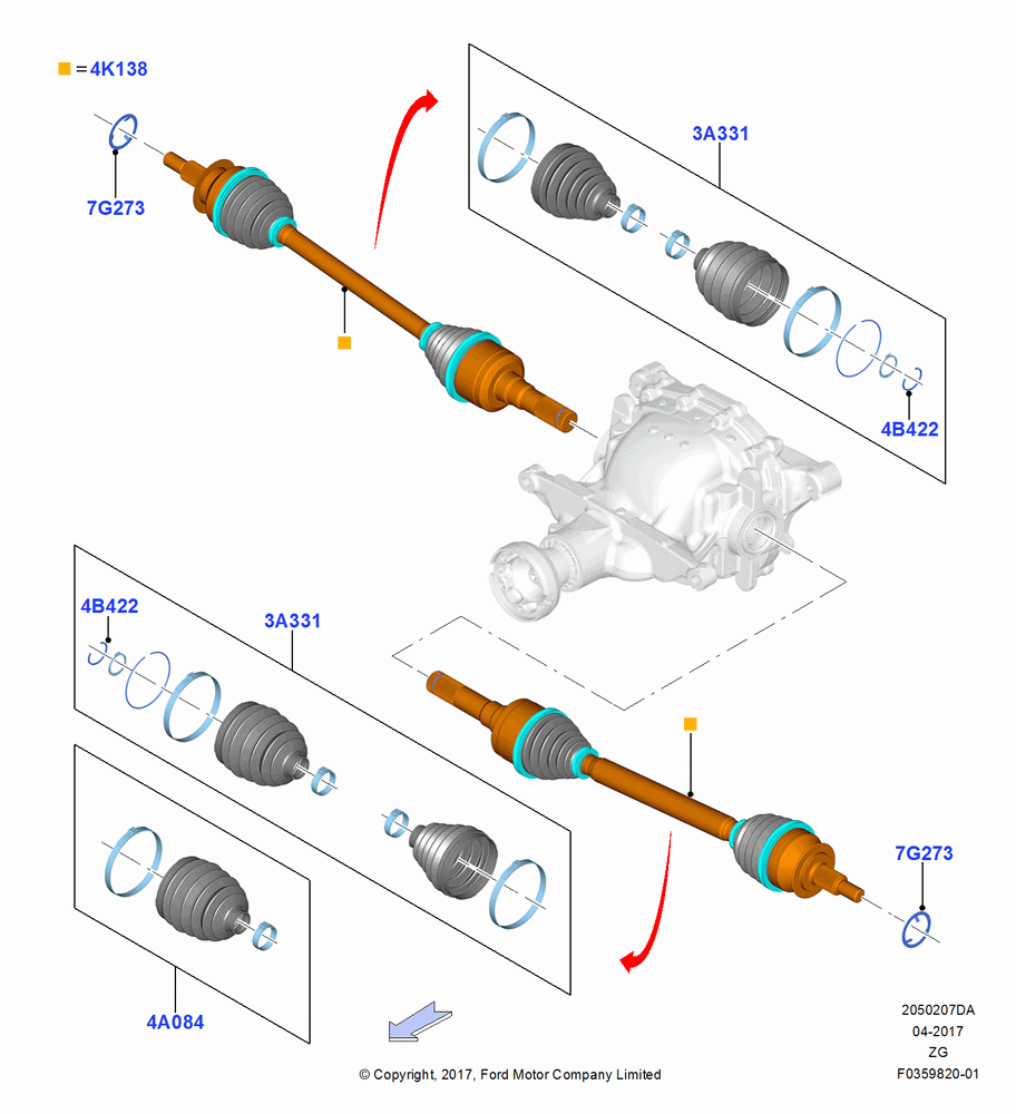 Rear Axle Halfshafts, 10 Speed Auto Transmission (10R80), MOD 5.0L-4V DOHC SEFI NA