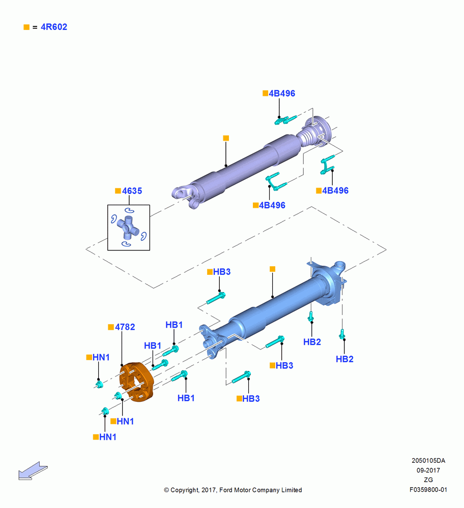 Drive Shaft - Rear Axle Drive, MOD 5.0L-4V DOHC SEFI NA, 6 Speed Manual Transmission-MT82