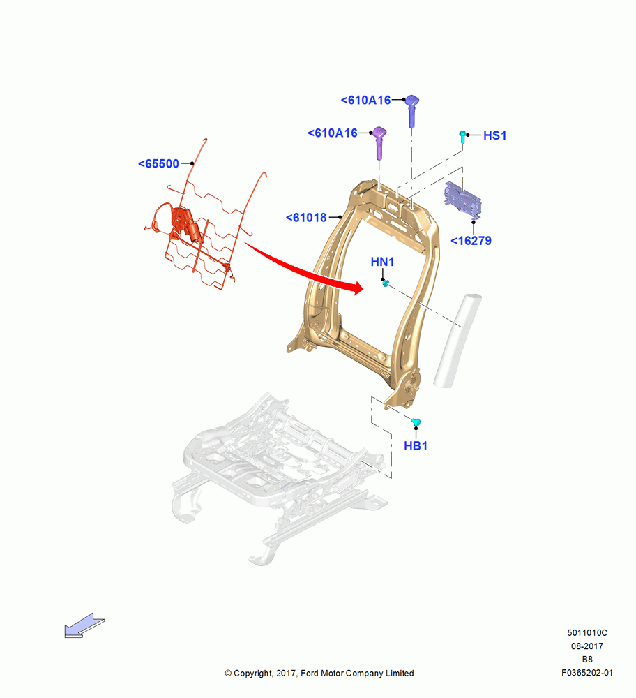 10C - Front Seat Back, With Driver 8 Way Pwr.Seat Adjuster; 25/SEP/2017