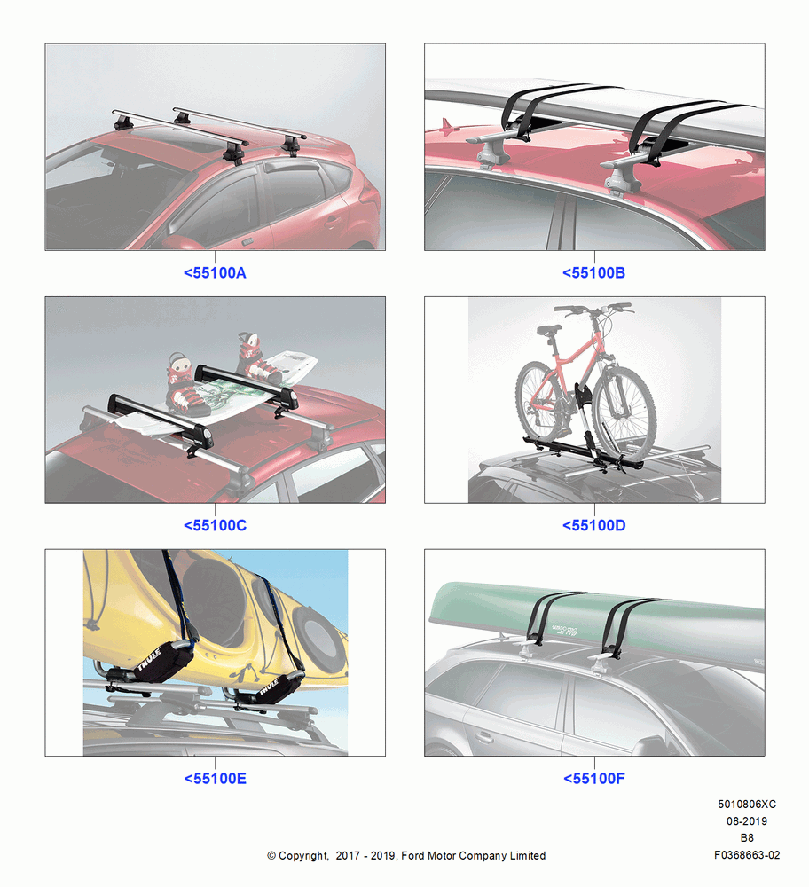 06XC - Accessory Roof Rack Mounting Kits, Thule, Cross Bar, Ski Racks, Bike Racks, Kayak And Canoe Carrier; 25/SEP/2017