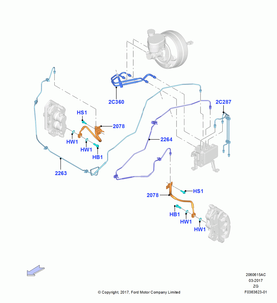 15AC - FRONT BRAKE LINES, LHD RWD, Shelby Version; 02/OCT/2017