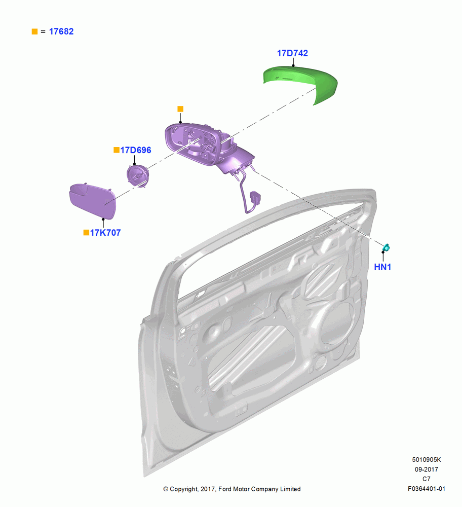 05K - Exterior Rear View Mirror, Dual Power Heated Exterior Mirrors; 07/AUG/2017