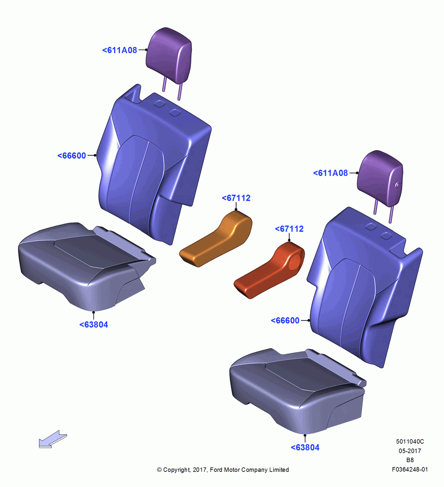 40C - Rear Seat Covers, 2nd Row Dl Captain Chair-Easy Entry; 25/SEP/2017