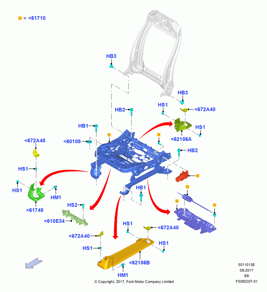 15E - Front Seat Base, With Driver 10 Way Pwr Seat Adjust, Less Multi - Contour Seats; 25/SEP/2017