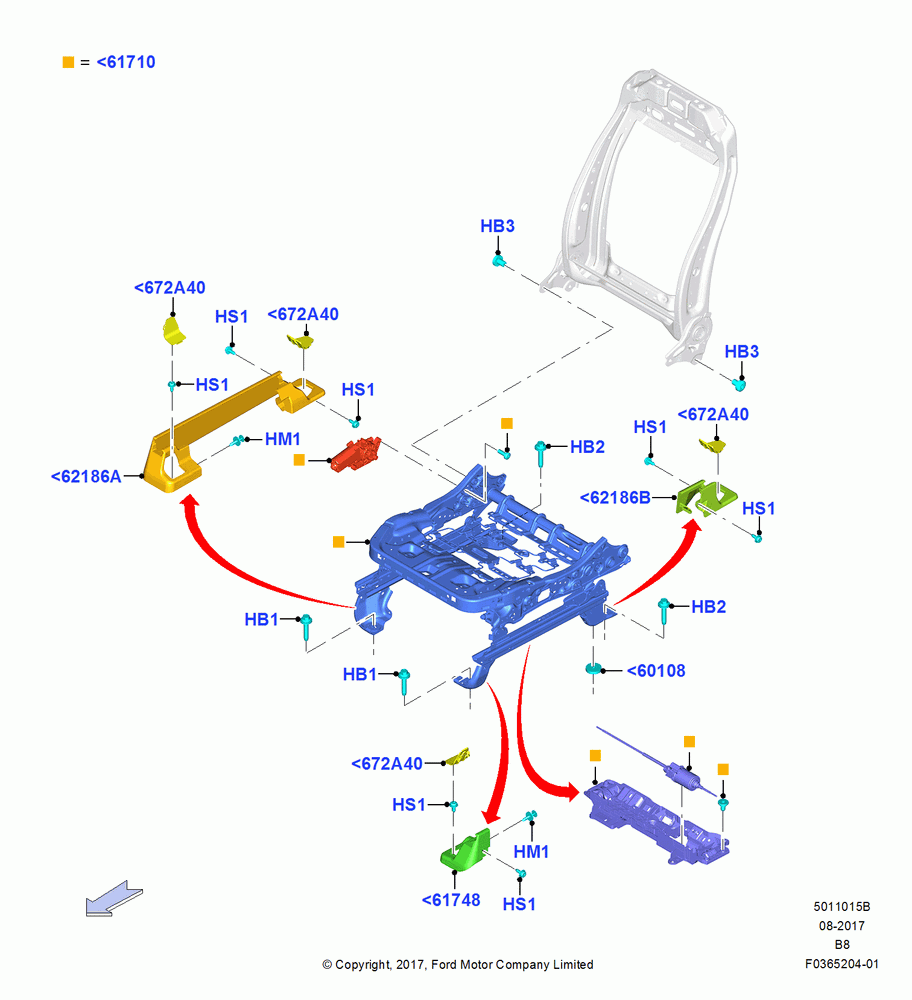 15B - Front Seat Base, With Pass 10 Way Power Seat Adjust, Less Multi - Contour Seats; 25/SEP/2017