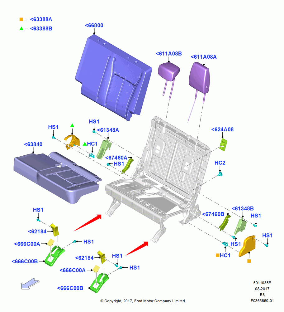 35E - Rear Seat Pads/Valances & Heating, With Third Row Power Folding Seat, 60% Seat; 25/SEP/2017
