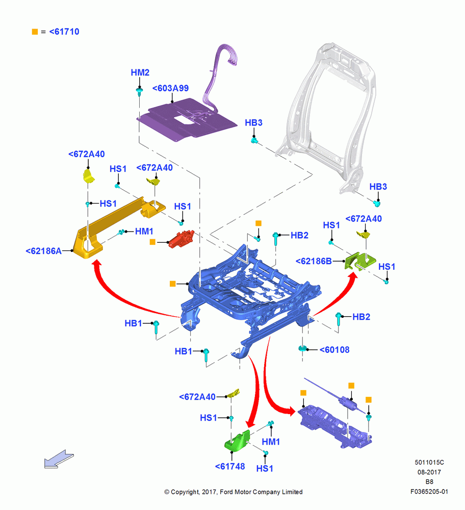 15C - Front Seat Base, With Pass 10 Way Power Seat Adjust, Driver/Pass Multi - Contour Seats; 25/SEP/2017