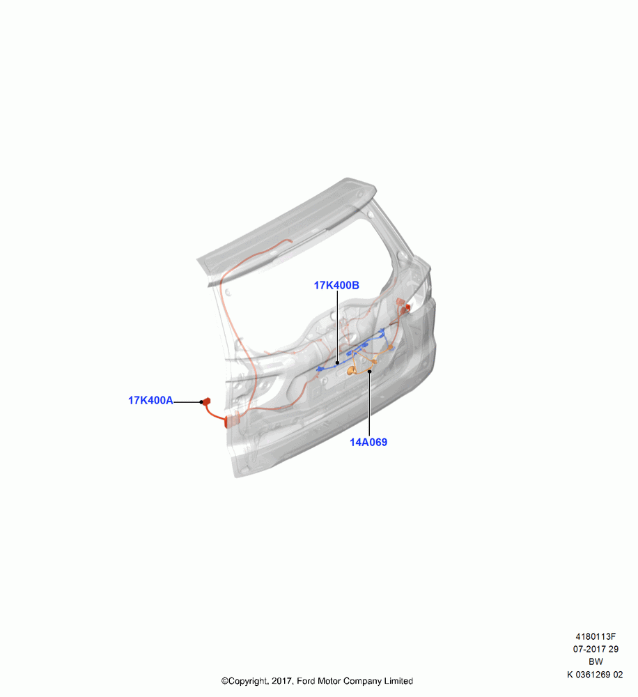 13F - Wiring - Body Closures, (+)"ASM/FNA/GU/MEX/MPS/SN/PR/VIR", For Tailgate; 11/SEP/2017