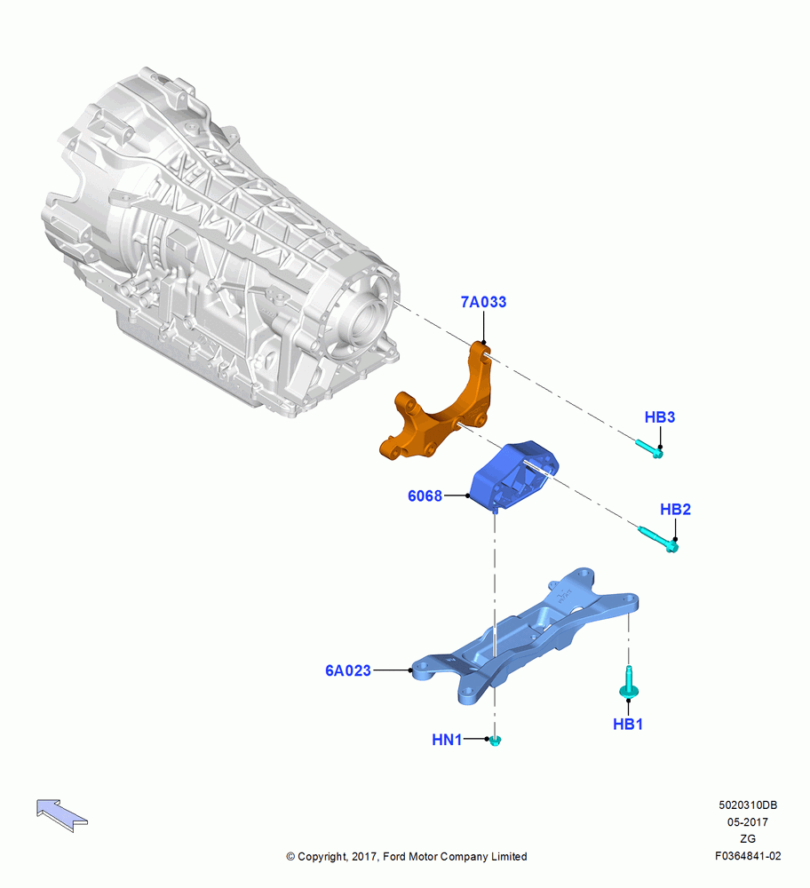 10DB - Transmission Mounting, 2.3L EcoBoost; 02/OCT/2017