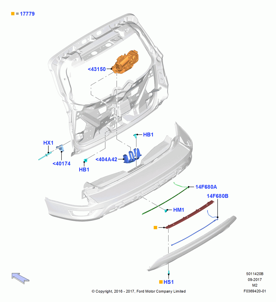 20B - Luggage Compt/Tailgte Lock Controls; 21/MAR/2016-13/AUG/2019