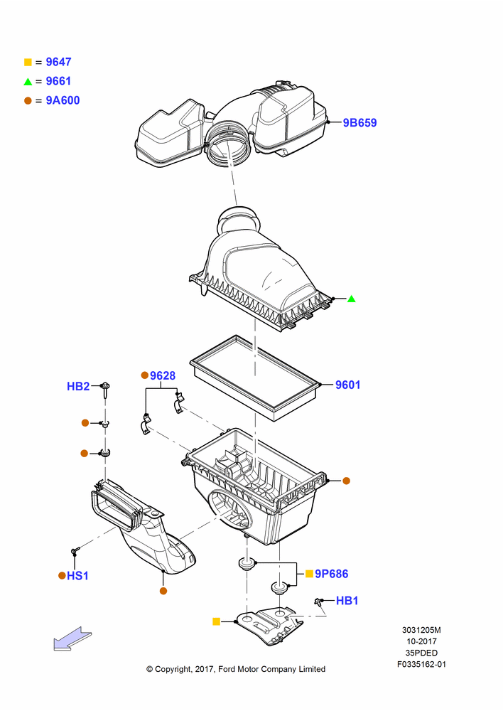 05M - Air Cleaner, 3.5L Cyclone V6 Petrol TIVCT; 07/DEC/2015