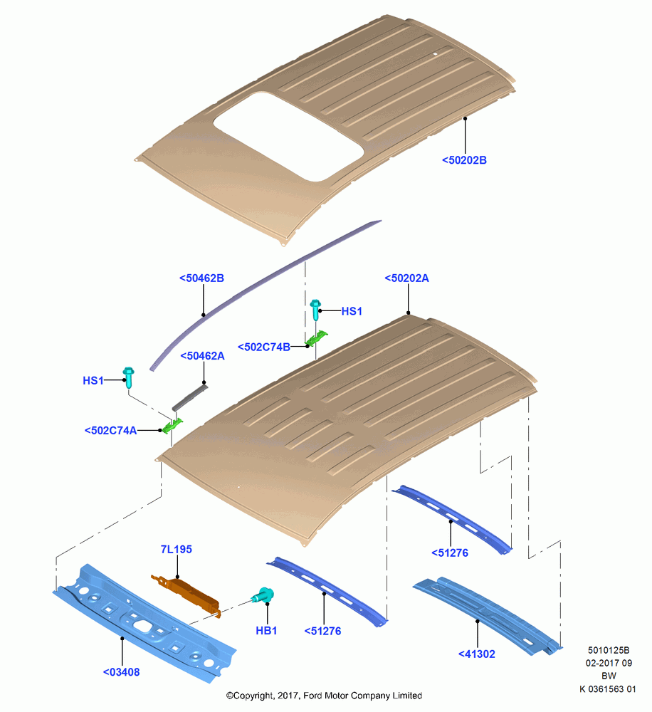 25B - Roof - Sheet Metal, (+)"ASM/FNA/GU/MEX/MPS/SN/PR/VIR"; 11/SEP/2017