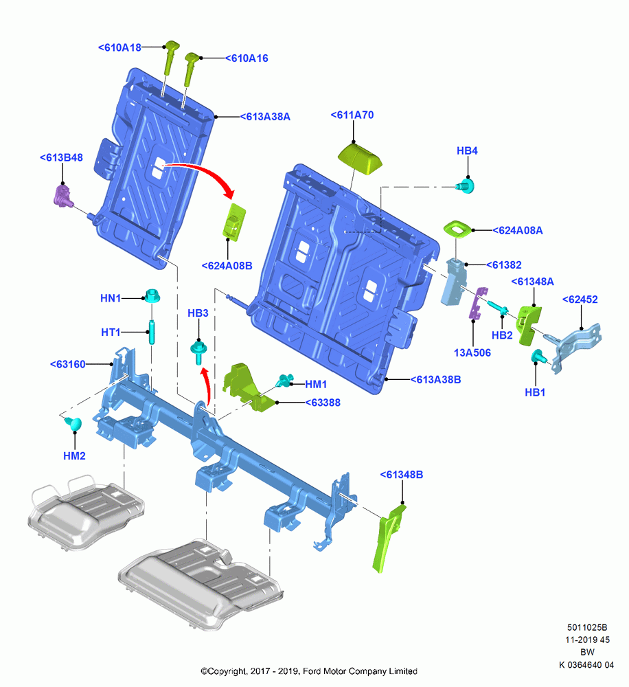 25B - Rear Seat Back, (+)"ASM/FNA/GU/MEX/MPS/SN/PR/VIR"; 11/SEP/2017