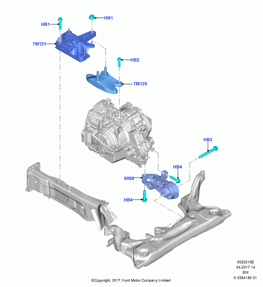10E - Transmission Mounting, 6 Speed Auto Trans 6F15, (+)"ASM/FNA/GU/MEX/MPS/SN/PR/VIR"; 11/SEP/2017
