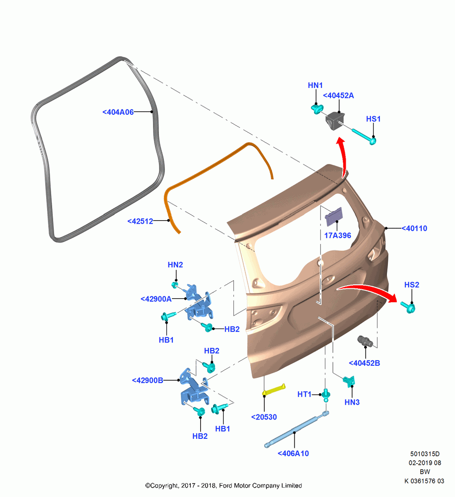 15D - Luggage Compartment Door, Less Tire Carrier, (+)"ASM/FNA/GU/MEX/MPS/SN/PR/VIR"; 11/SEP/2017