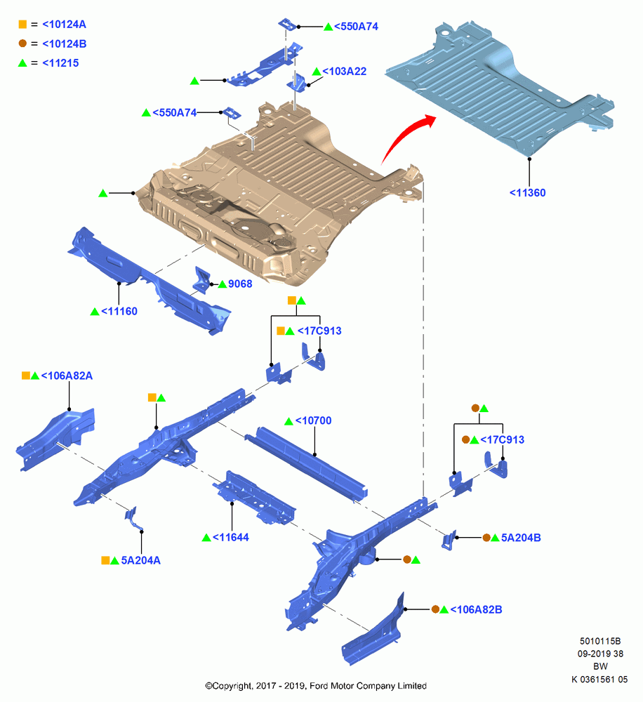 15B - Floor Pan - Center and Rear, (+)"ASM/FNA/GU/MEX/MPS/SN/PR/VIR"; 11/SEP/2017