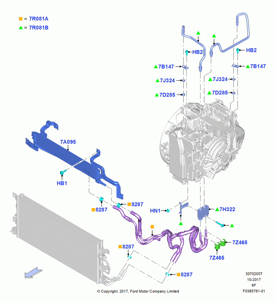 Transmission Cooling Systems, 6 Speed Auto Transmission 6F50, 3.5L DOHC T/C V6 Gas, 6 Speed Auto Transmission 6F55, Police Version