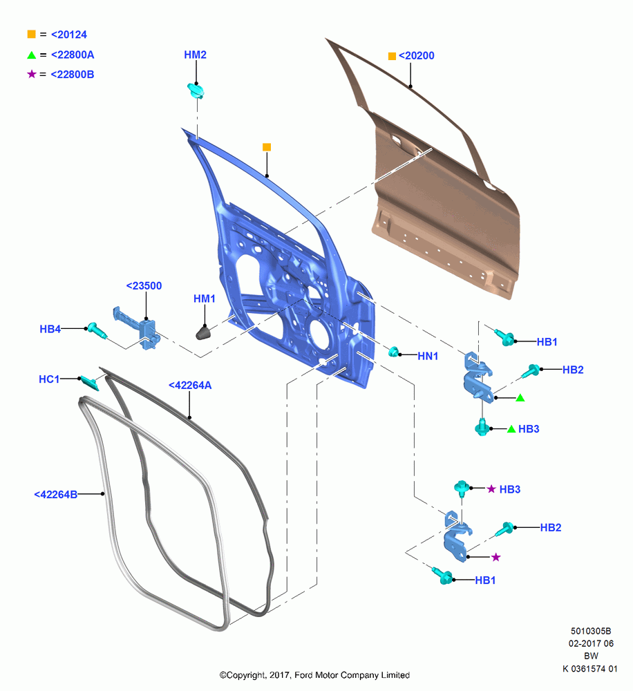 05B - Front Doors, Hinges & Weatherstrips, (+)"ASM/FNA/GU/MEX/MPS/SN/PR/VIR"; 11/SEP/2017