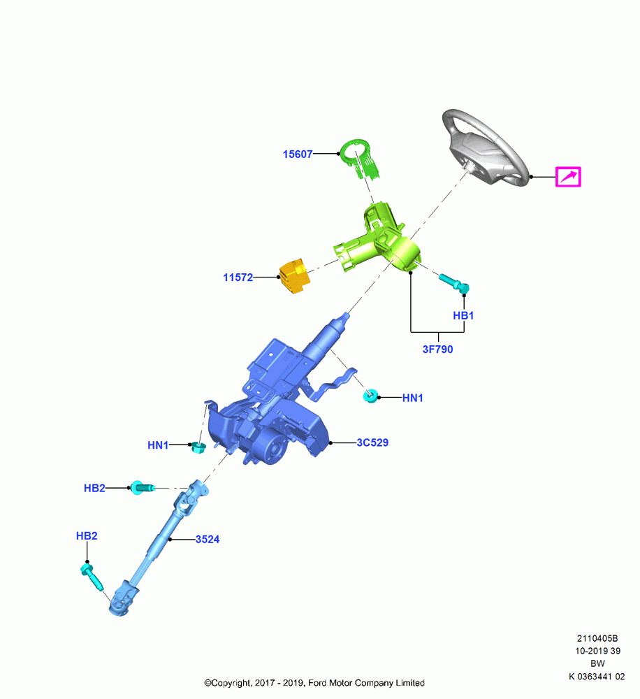 05B - Steering Column, Less Keyless Entry System, (+)"ASM/FNA/GU/MEX/MPS/SN/PR/VIR"; 11/SEP/2017