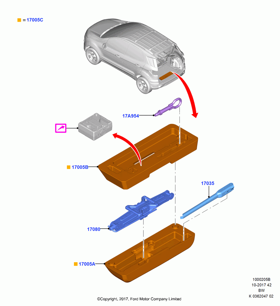 05B - TOOLS, Less Tire Carrier, (+)"ASM/FNA/GU/MEX/MPS/SN/PR/VIR"; 11/SEP/2017