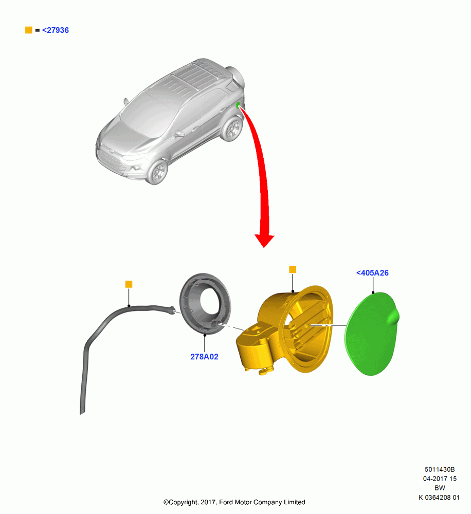 30B - Fuel Tank Filler Door and Controls, (+)"ASM/FNA/GU/MEX/MPS/SN/PR/VIR"; 11/SEP/2017