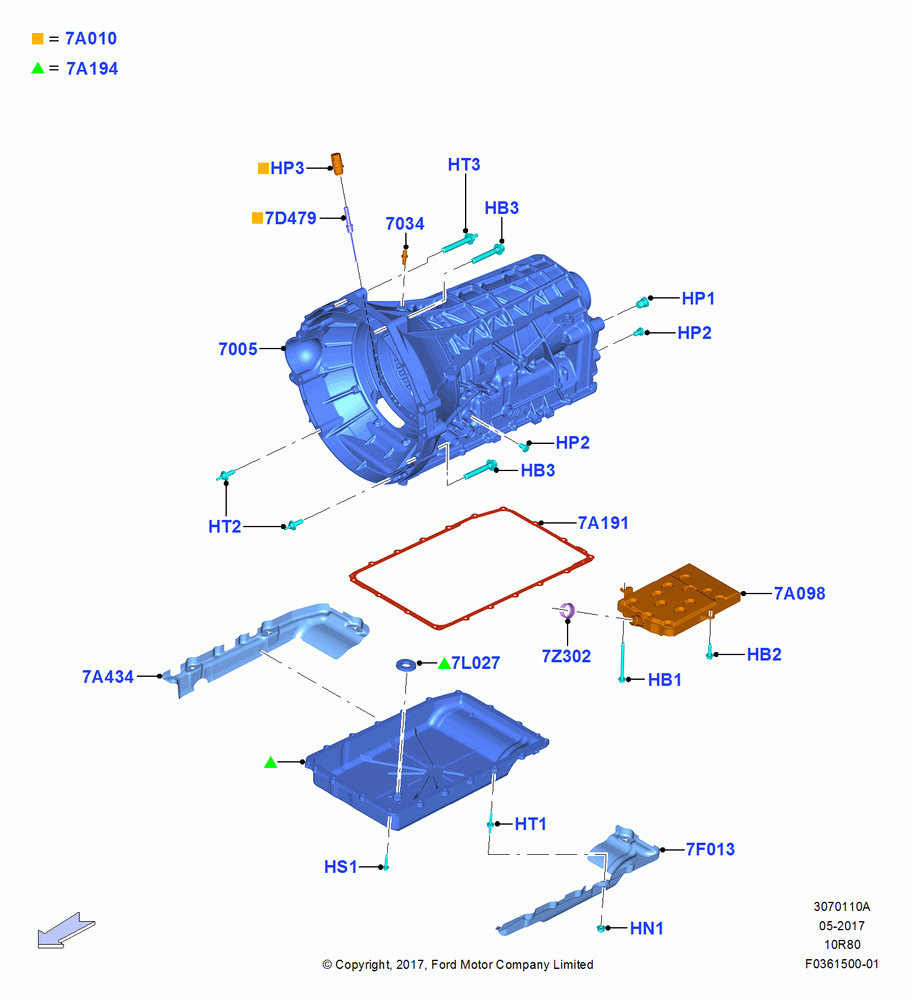 10A - Transmission External Components, 10 Speed Auto Transmission (10R80), MOD 5.0L-4V DOHC SEFI NA; 02/OCT/2017