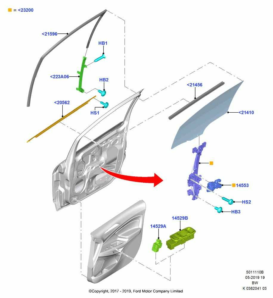 10B - Front Door Glass & Window Controls, (+)"ASM/FNA/GU/MEX/MPS/SN/PR/VIR"; 11/SEP/2017
