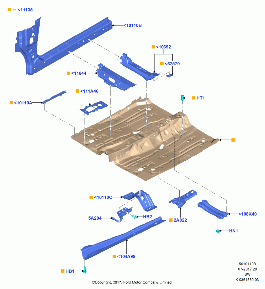 10B - Floor Pan - Front, (+)"ASM/FNA/GU/MEX/MPS/SN/PR/VIR"; 11/SEP/2017