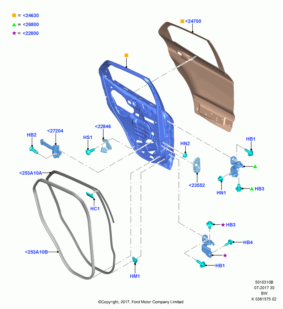 10B - Rear Doors, Hinges & Weatherstrips, (+)"ASM/FNA/GU/MEX/MPS/SN/PR/VIR"; 11/SEP/2017