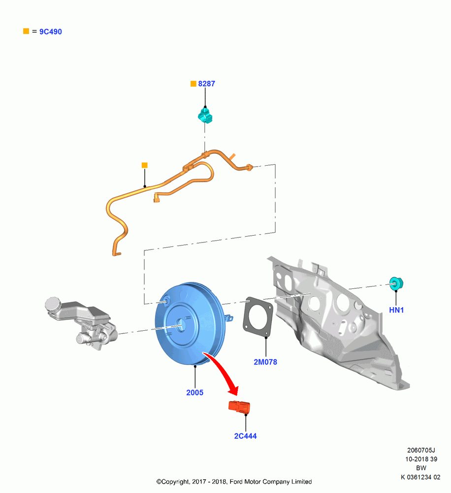 05J - Brake Booster, 2.0L TIVCT DI NA I4, (+)"ASM/FNA/GU/MEX/MPS/SN/PR/VIR"; 11/SEP/2017