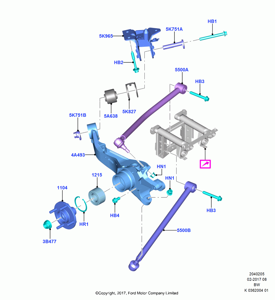 05 - Rear Knuckle and Suspension Arms, LHD 4WD (Part Time Drive), (+)"ASM/FNA/GU/MEX/MPS/SN/PR/VIR"; 11/SEP/2017