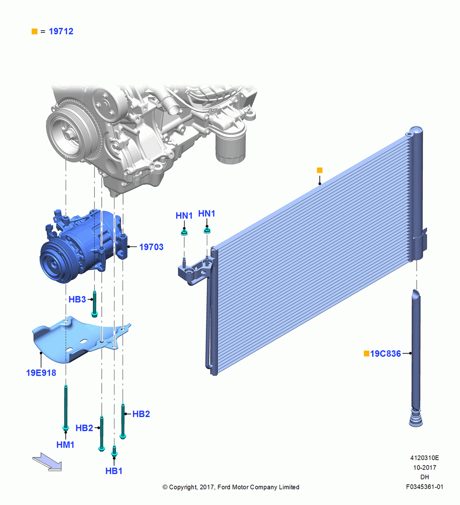 10E - Air Conditioning Condensr/Compressr, 2.0L I4 DI TIVCT Petrol 160PS; 08/DEC/2014-04/MAY/2018