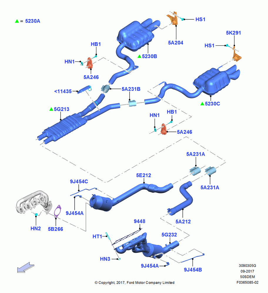 Exhaust System, 5.0L V8 32V DOHC EFI Modular, MOD 5.0L-4V DOHC SEFI NA, Single Exhaust, Stage 6.2 Emissions