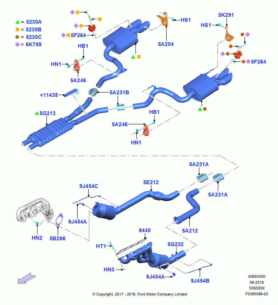 Exhaust System, 5.0L V8 32V DOHC EFI Modular, Dual Exhaust, MOD 5.0L-4V DOHC SEFI NA, Stage 6.2 Emissions