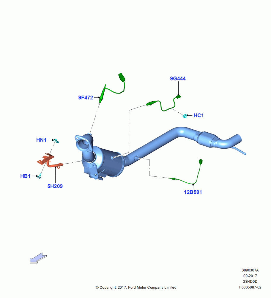 Exhaust Modules And Sensors, 2.3L EcoBoost, 2.3L Ecoboost, Beijing 6 Emissions, Stage 6.2 Emissions