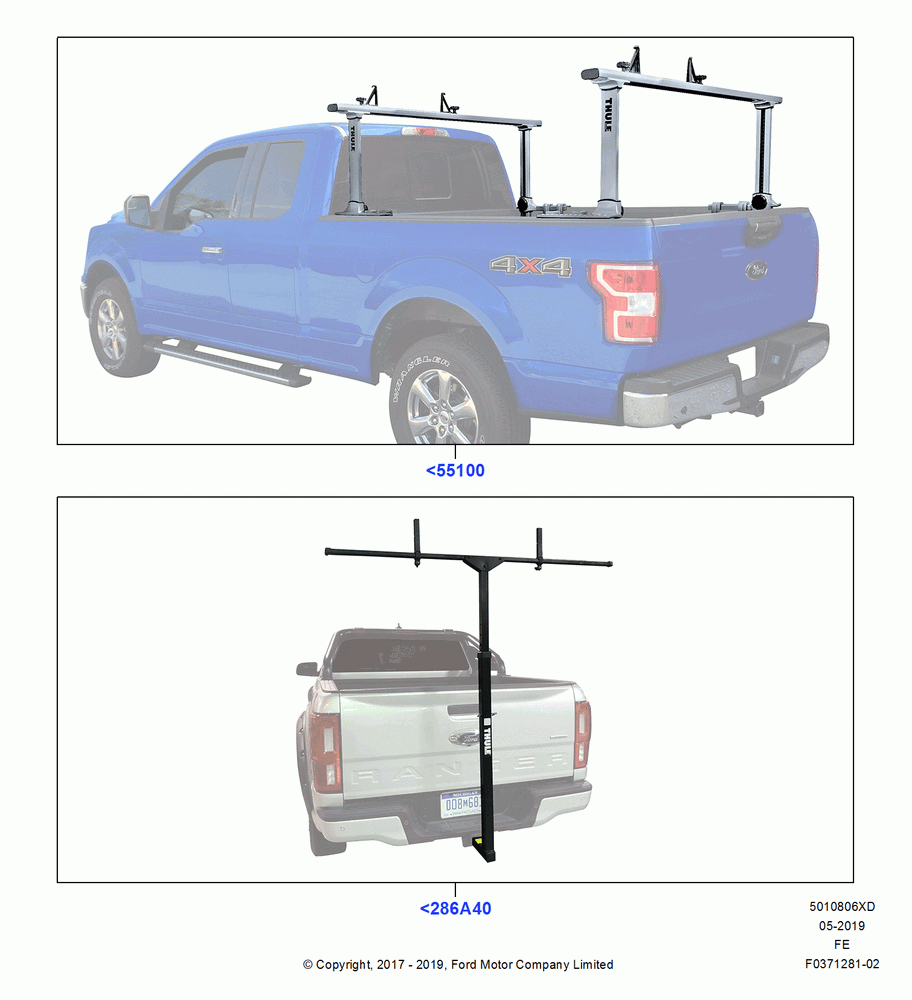06XD - Accessory Roof Rack Mounting Kits, Thule, Ladder Rack; 11/JUL/2016