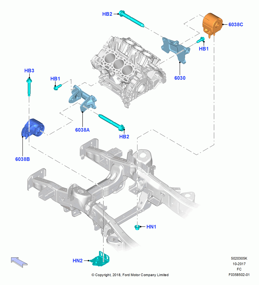 05K - Engine Mounting, 3.0L 4V DOHC V6 TC DSL-LION B; 26/FEB/2018