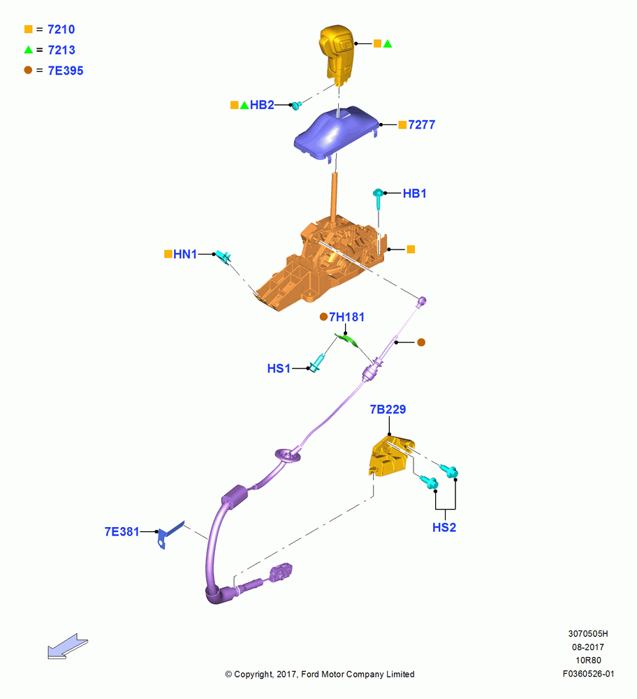 05H - Gear Change-Automatic Transmission, 10 Speed Auto Transmission (10R80), Floor Shift, 3.0L 4V DOHC V6 TC DSL-LION B; 26/FEB/2018
