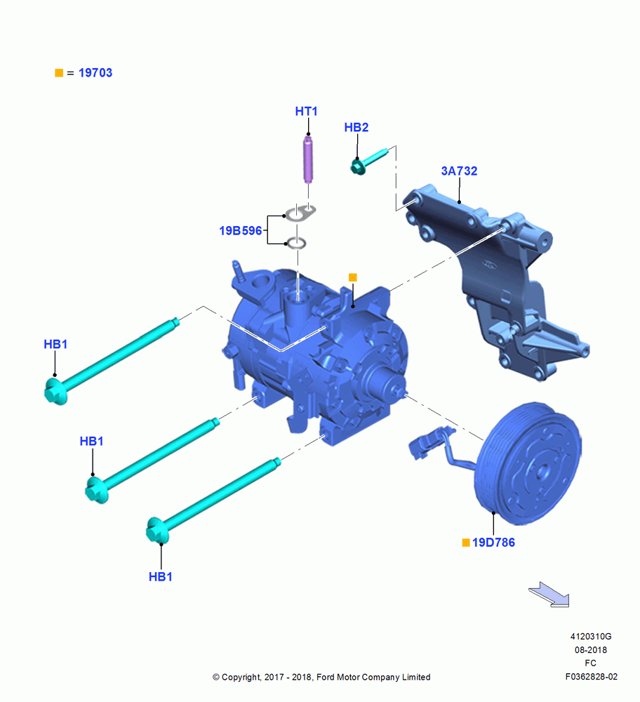 10G - Air Conditioning Condensr/Compressr, 3.0L 4V DOHC V6 TC DSL-LION B, Compressor Assy; 26/FEB/2018