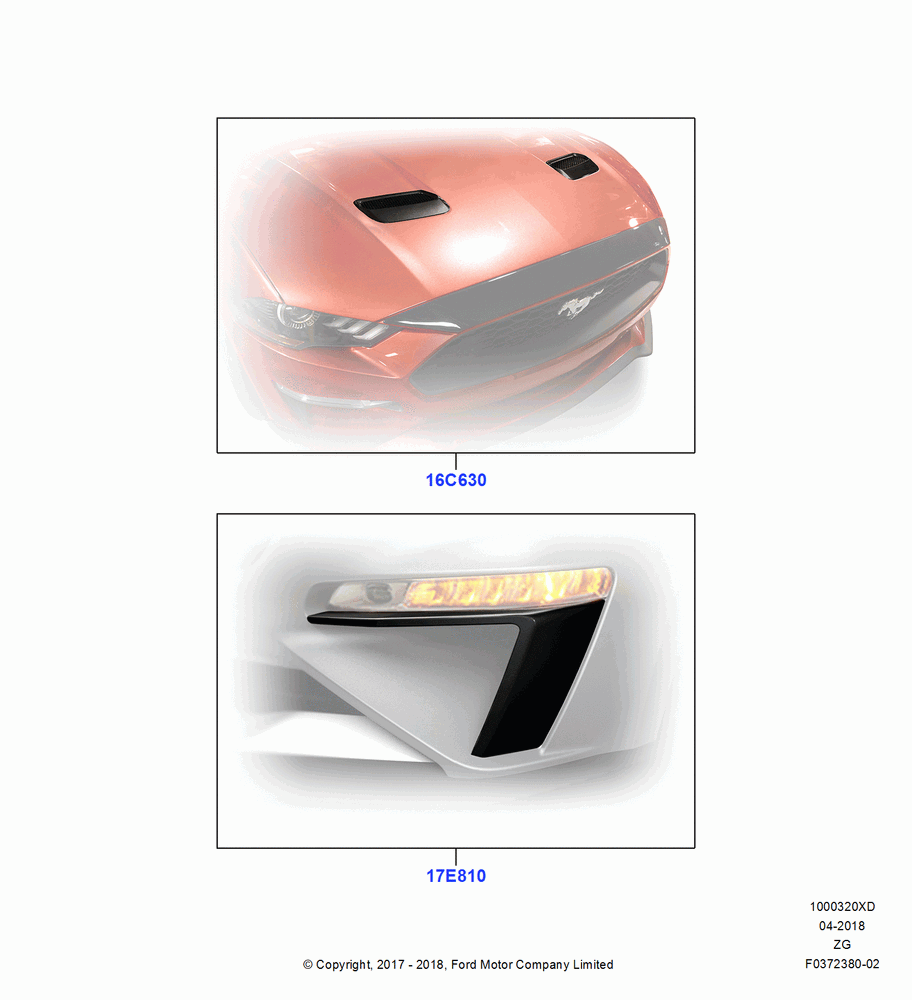 20XD - Body Dress Up Kits - Front, North American Markets, Hood Scoop Vents; 02/OCT/2017