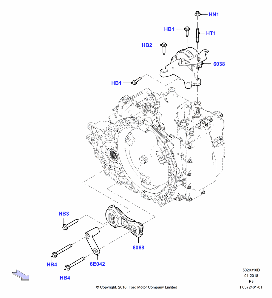 10D - Transmission Mounting, 3.5L DOHC T/C V6 Gas; 24/JAN/2018